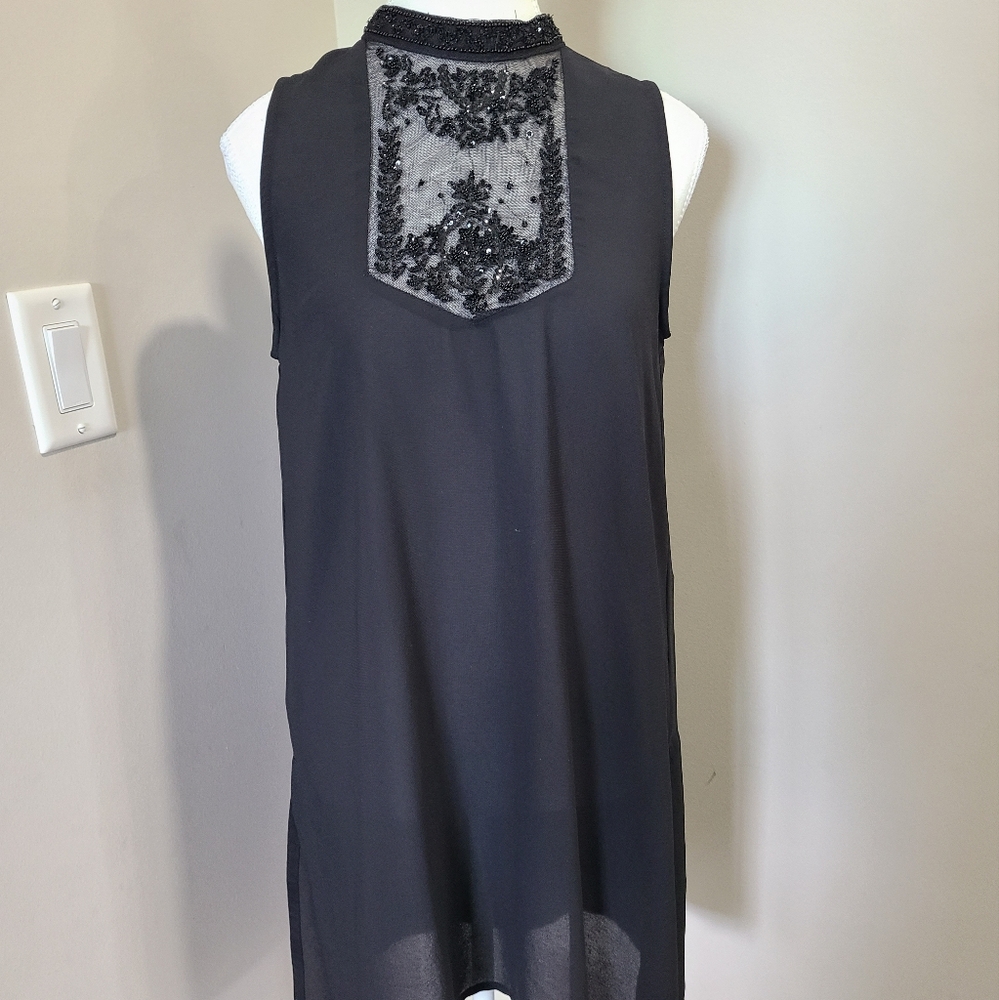 Zara Black Beaded Top Size Medium